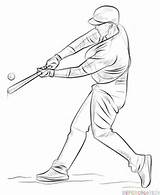 Baseball Player Draw Hitting Ball Drawing Softball Cubs Chicago Step Getdrawings Line sketch template