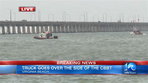semi truck falls  bridge  chesapeake bay coast guard