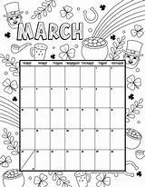 Calendar March Coloring Kids Ca Activities Print sketch template