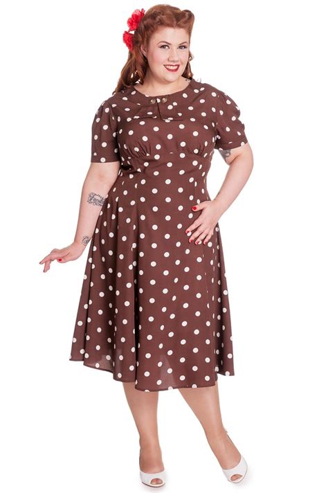 1940’s Polka Dot Tea Dress Burgundy Brown Fashion Clicks