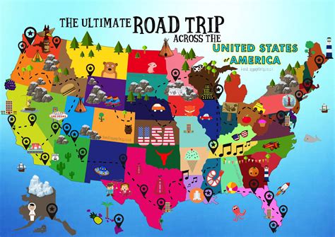 ultimate road trip map       usa hand luggage