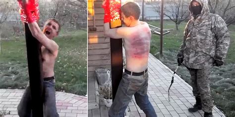 drug dealer being whipped and tortured by pro russian rebels in ukraine