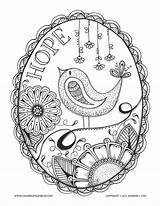 Coloring Pages Stress Anti Adults Adult Color Printable Zen Hope Jennifer Espoir Drawing Book Pattern Flowers Colouring Coloriage Bird Stay sketch template