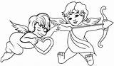 Cupid Coloring Heart Pages Kids Beautiful Top sketch template