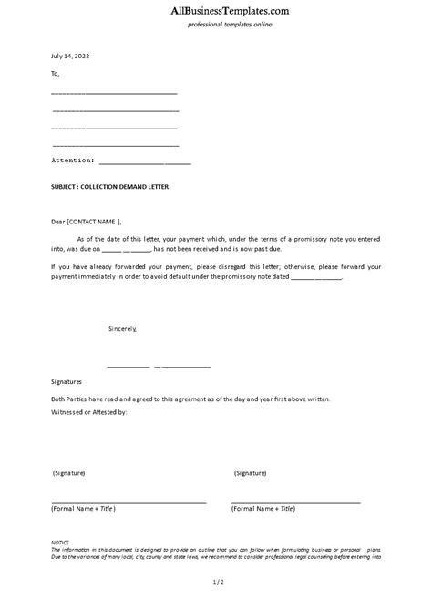 collection demand letter template allbusinesstemplatescom