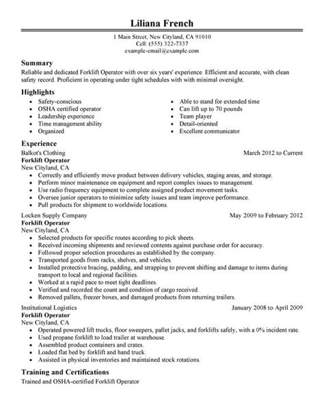 forklift resume template