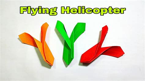 paper flying helicopter origami flying helicopter diy youtube