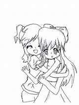 Friends Coloring Pages Friend Anime Hug Drawing Two Tight Color Printable Print Getdrawings Getcolorings sketch template