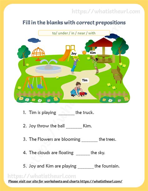 prepositions visual vocabulary worksheet   home teacher