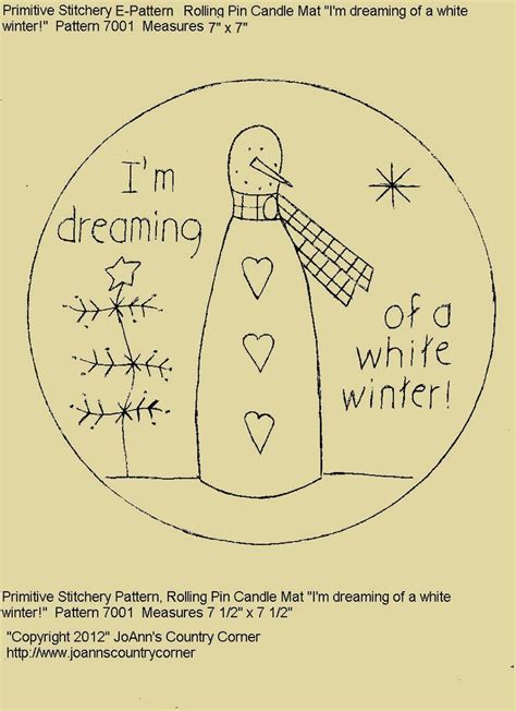 primitive stitchery  pattern im dreaming   white etsy