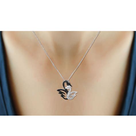 swan pendant necklace  diamond accents  sterling silver  ross simons