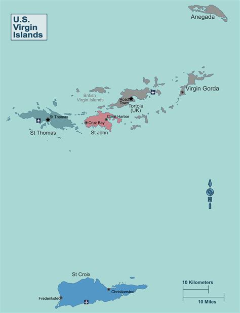 detailed political map   virgin islands  virgin islands