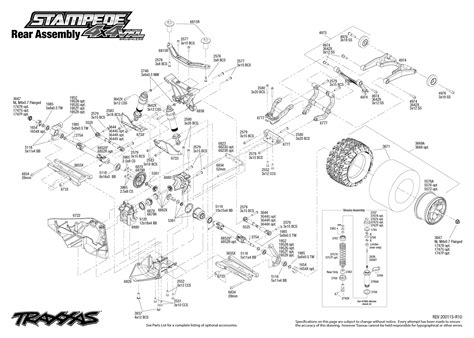 stampede  vxl   rear assembly exploded view traxxas
