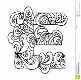 Zentangle Letter Stylized Doodle Alphabet Drawn Font Sketch Hand Style Coloring Floral Illustration Preview sketch template