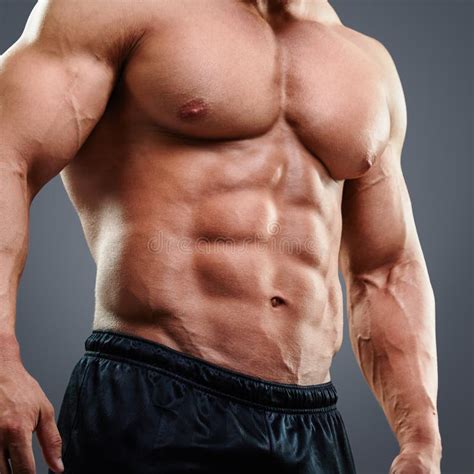 strained chest  abs stock image image  male cropped