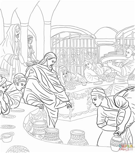 miracle  jesus   wedding feast  cana coloring page