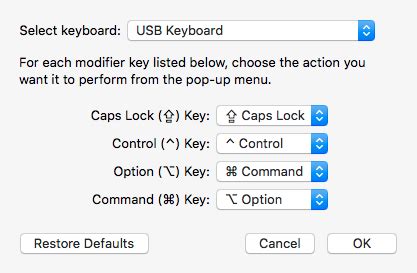 macos modifier keys dont show  select keyboard option