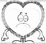 Depressed Mascot Doily Valentine Heart Clipart Cartoon Cory Thoman Outlined Coloring Vector Collc0121 Royalty sketch template