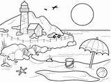 Mewarnai Pemandangan Pantai Seru Informazone Tk Menarik Kecil sketch template