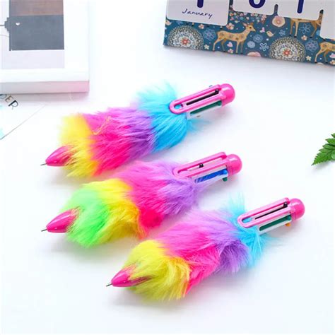 colored multifunction fluffy ball point  stationery school