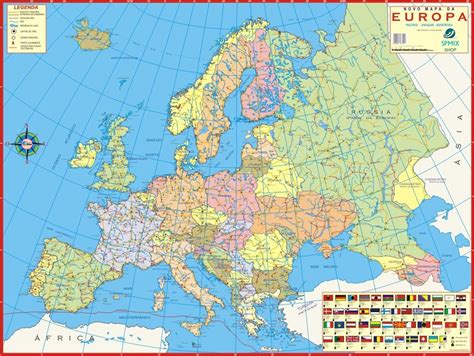 Mapa Europa Politico Escolar 120x 90cm Enrolado Frete R