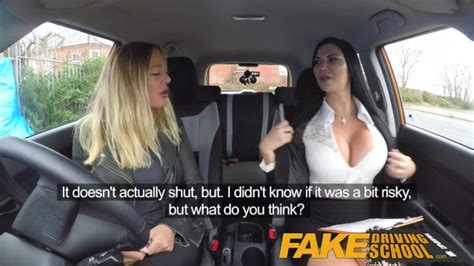 fake driving school lesbian sex with hot australian babe