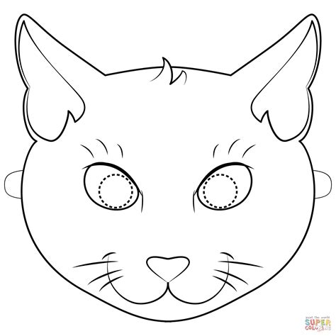 black cat mask coloring page  printable coloring pages