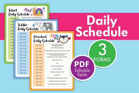 daily schedules  daycare childcare center printable forms etsy