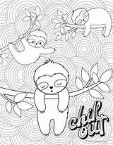 Coloring Sloth Pages Cute Printable Adult Activities Party Printables Mandala sketch template