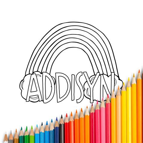digital custom rainbow  coloring page personalized etsy