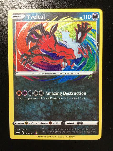 pokemon yveltal  amazing holo rare shining fates nmm