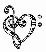 Music Notes Coloring Clef Pages Treble Heart Note Tattoo Printable Bass Clipart Musical Drawing Symbol Tattoos Symbols Designs Cliparts Piano sketch template