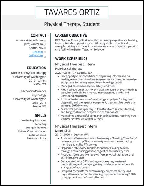 physical therapy resume template camilajemak