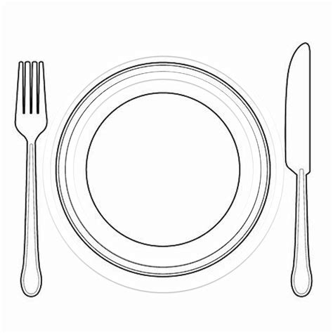 plate fork  spoon coloring page sketch coloring page