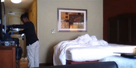 hotel maid caught on video snooping around room