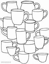 Coloring Coffee Cups Mug Cup Pages Kendra Getcolorings Drawing Available sketch template