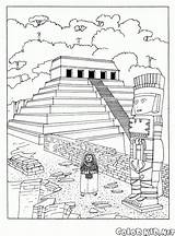 Tempio Messico Mexique Tempel Templo Mexiko Malvorlagen Monde Colorkid Buddhistischen Pagode Chiesa Colorier Lugares Coloriages Architettura sketch template