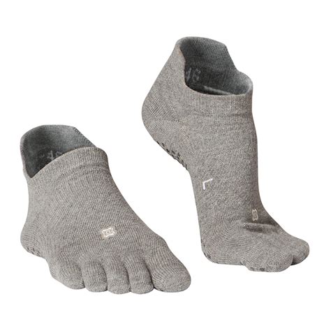 slip yoga toe socks mottled grey domyos  decathlon