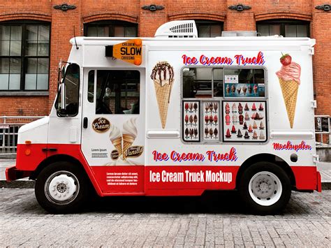 ice cream truck mockup psd template exclusive