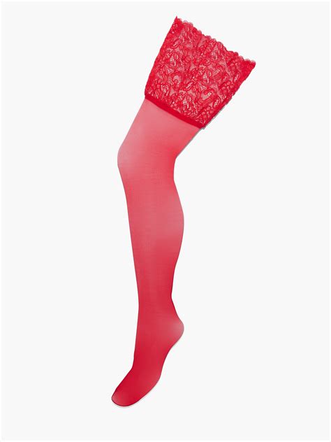 romantic corded lace thigh high stockings in red savage x fenty germany