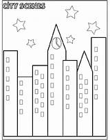 Coloring City Pages Kids Scene sketch template