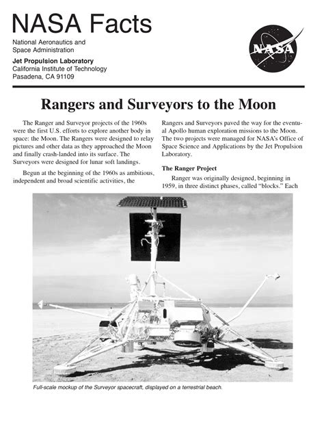 nasa facts rangers  surveyors   moon nasa solar system