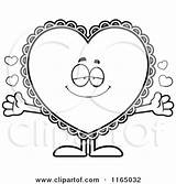 Doily Heart Cartoon Clipart Mascot Loving Valentine Thoman Cory Vector Outlined Coloring Royalty sketch template