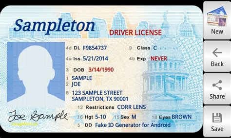 texas drivers license template   digitalgig