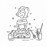 Washing Washes Illustration Dreaming Housework Drawn sketch template