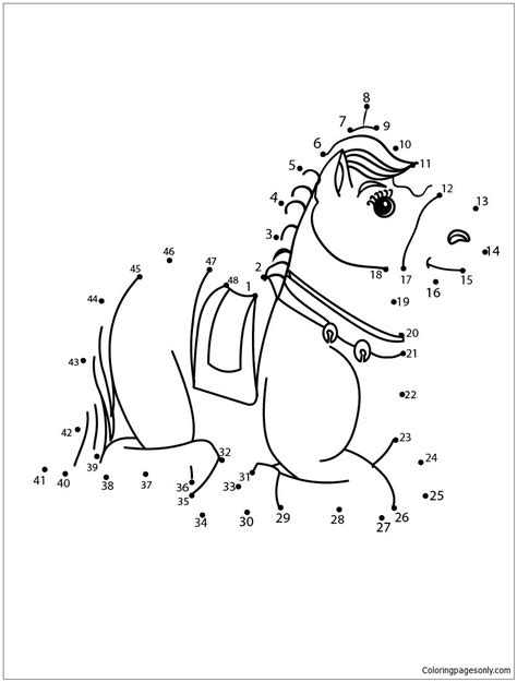 laying horse dot  dot game coloring page  printable coloring pages