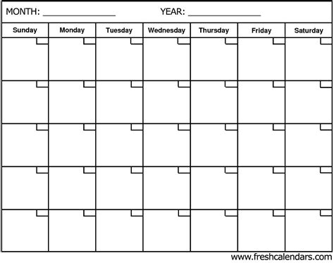 printable blank calendar grid  calendar printable blank