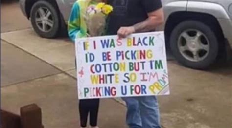 prom proposal with racist picking cotton sign sparks backlash
