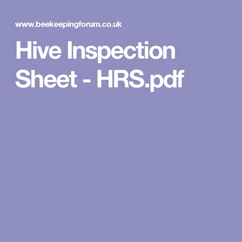 hive inspection sheet hrspdf hives bee keeping sheet