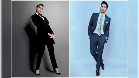 nora fatehi slays in structured pant suit varun dhawan calls her an